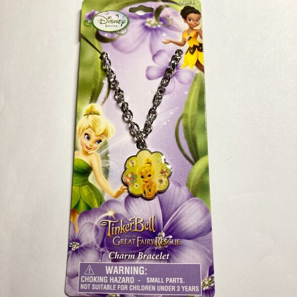 Vintage Disney Tinker Bell Tinkerbell Charm Bracelet Starter 8" Fairy SilverTone - Picture 6 of 8